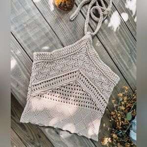 Tie neck crochet top